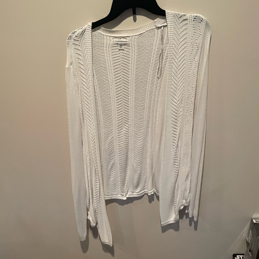 Croft & Barrow White Cardigan Sweater Open Front